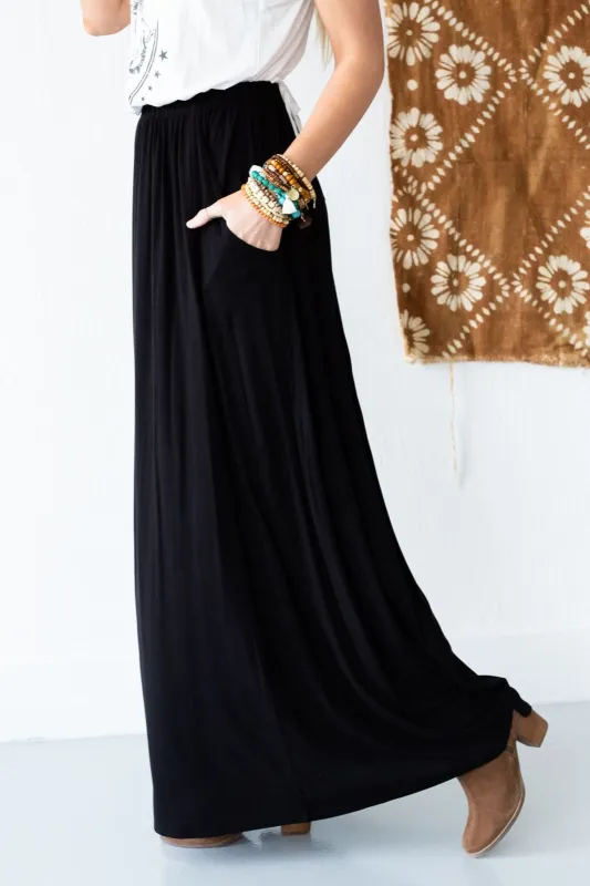 The Perfect Pocketed Maxi Skirt - Black sold by Three Bird Nest