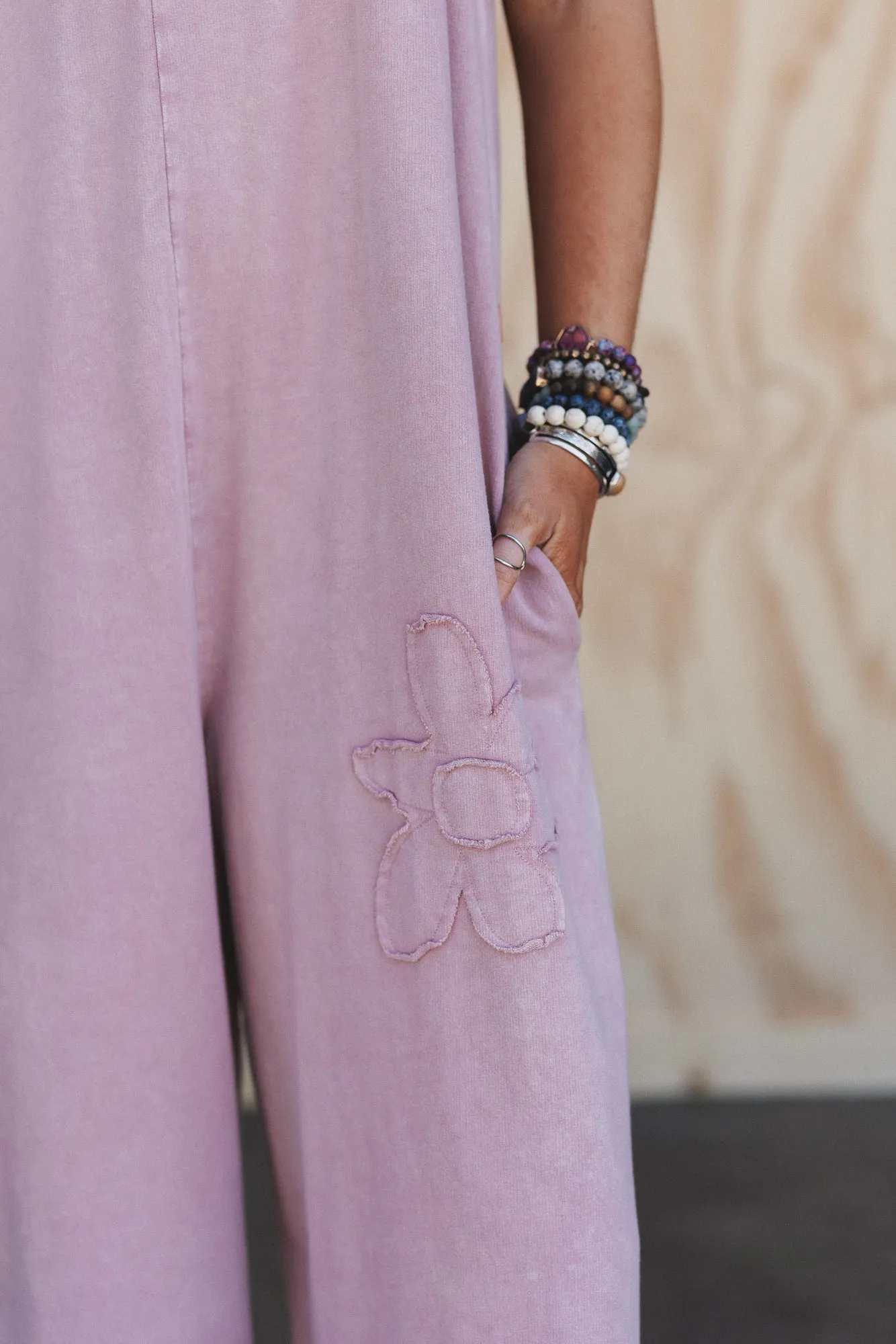 Everyday Magic Flower Patch Jumpsuit - Mauve sold by Three Bird Nest