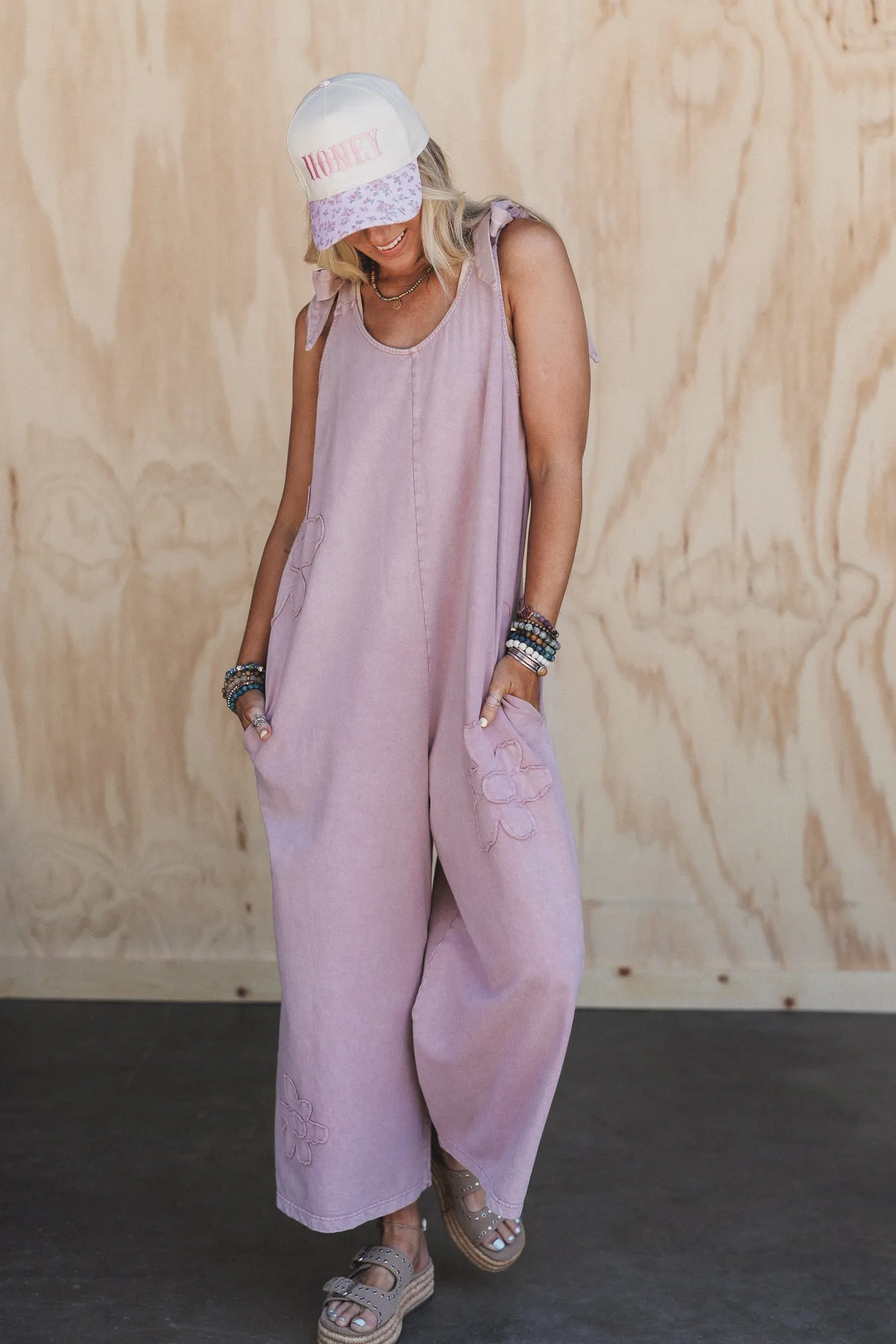 Everyday Magic Flower Patch Jumpsuit - Mauve sold by Three Bird Nest product image thumbnail 4