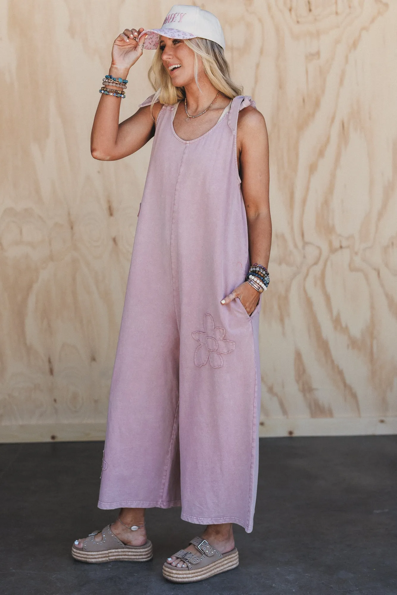 Everyday Magic Flower Patch Jumpsuit - Mauve sold by Three Bird Nest product image thumbnail 2