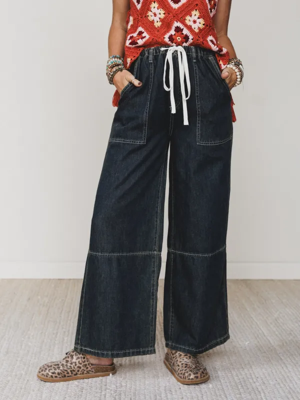 Boho Blues Wide Leg Denim Pants - Gray Denim made by Listicle