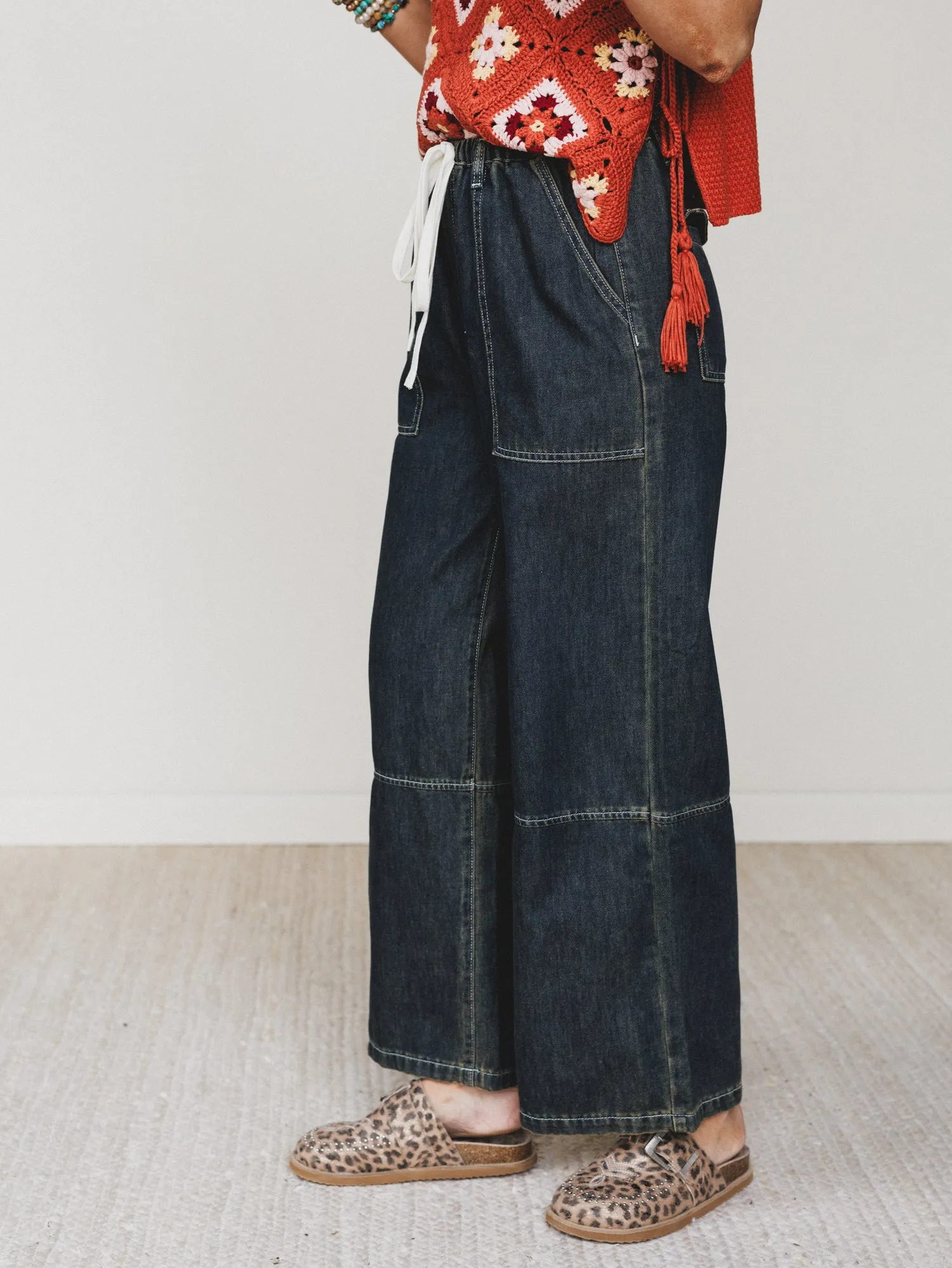 Boho Blues Wide Leg Denim Pants - Gray Denim sold by Three Bird Nest product image thumbnail 2