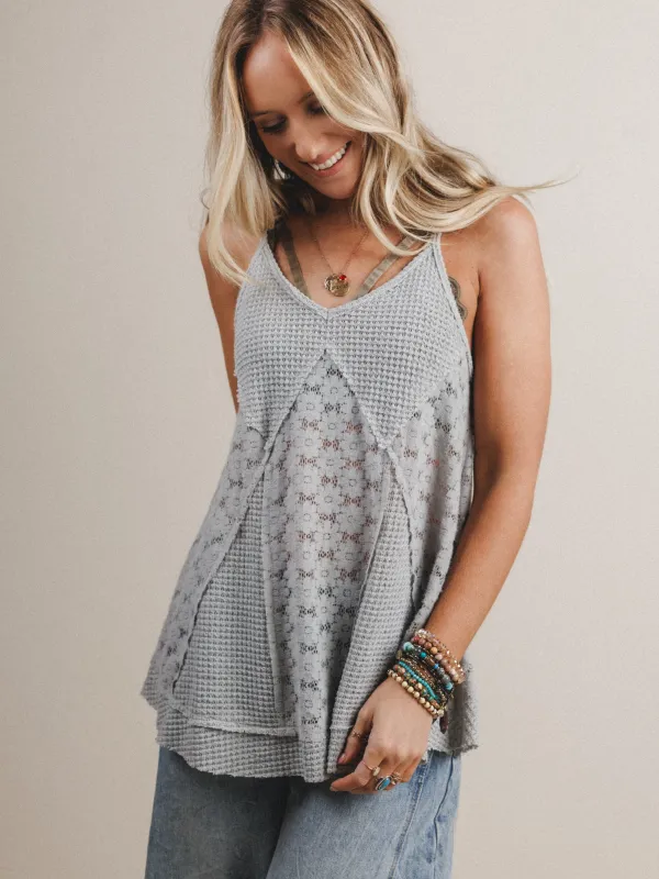 Daisy Lace Tank - Gray sold by Three Bird Nest