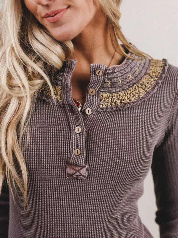 Eclectically Cool Long Sleeve Top - Mocha Mousse made by easel