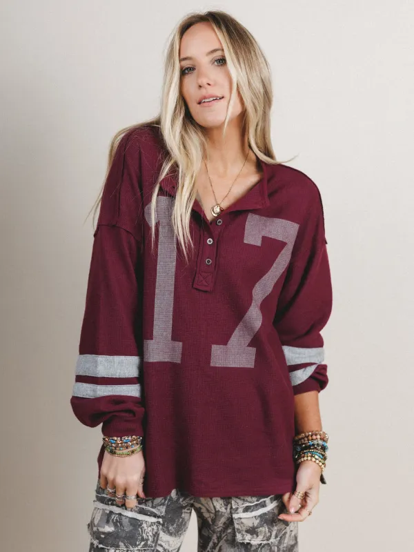 Home Team Long Sleeve Top - Burgundy made by Very J