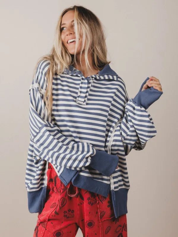 The Nest Wander Easy Top - Blue Denim sold by Three Bird Nest