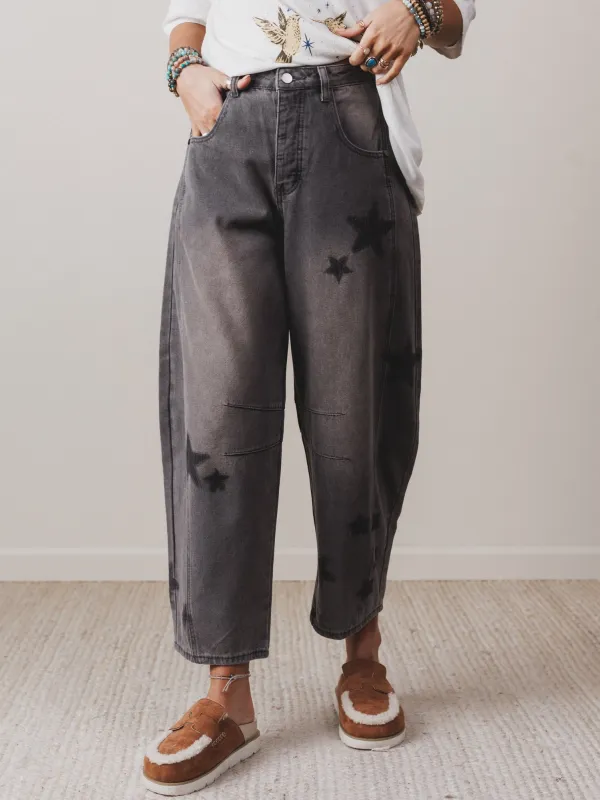 Star Walk Barrel Jeans - Black sold by Three Bird Nest
