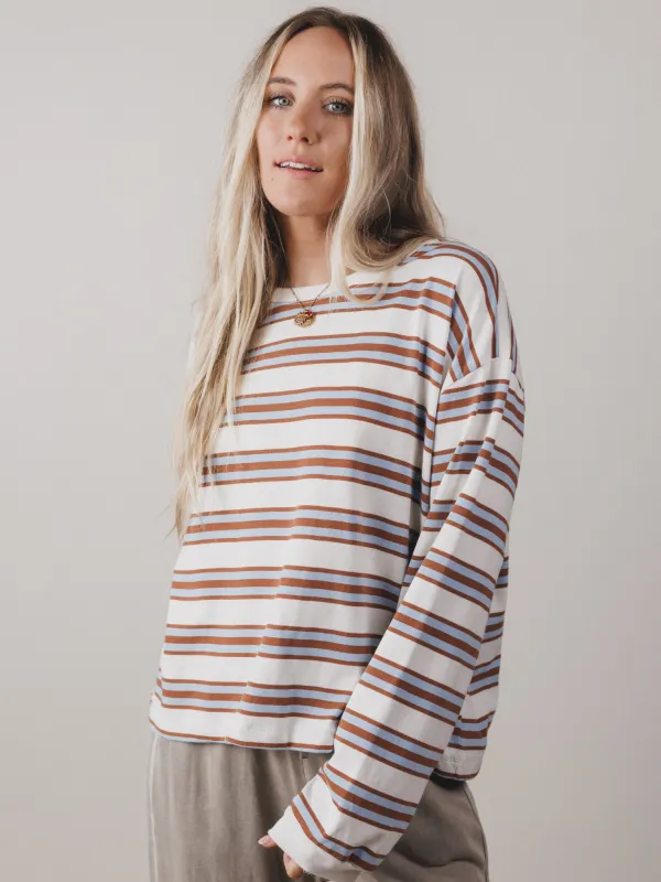 Long Sleeve Striped Top - Blue made by By Together