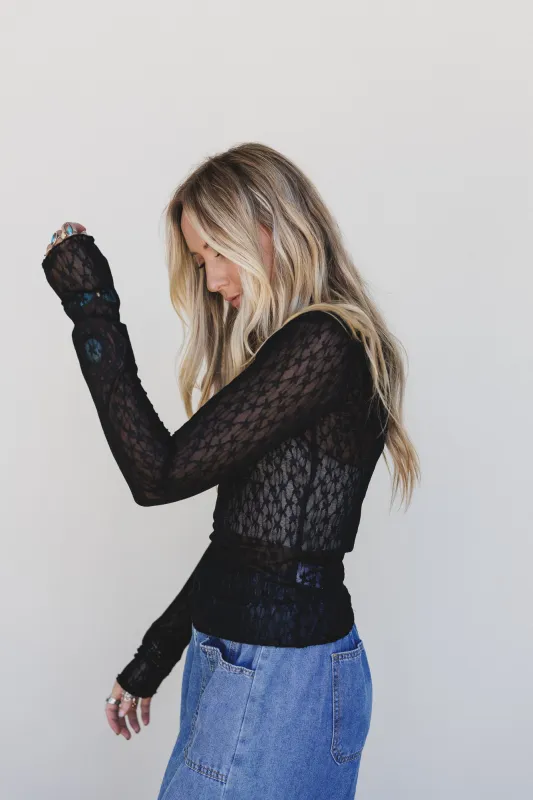 Just For Today Lace Top - Black made by Listicle