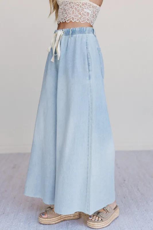Dare To Drift Wide Leg Pants - Light Denim made by By Together