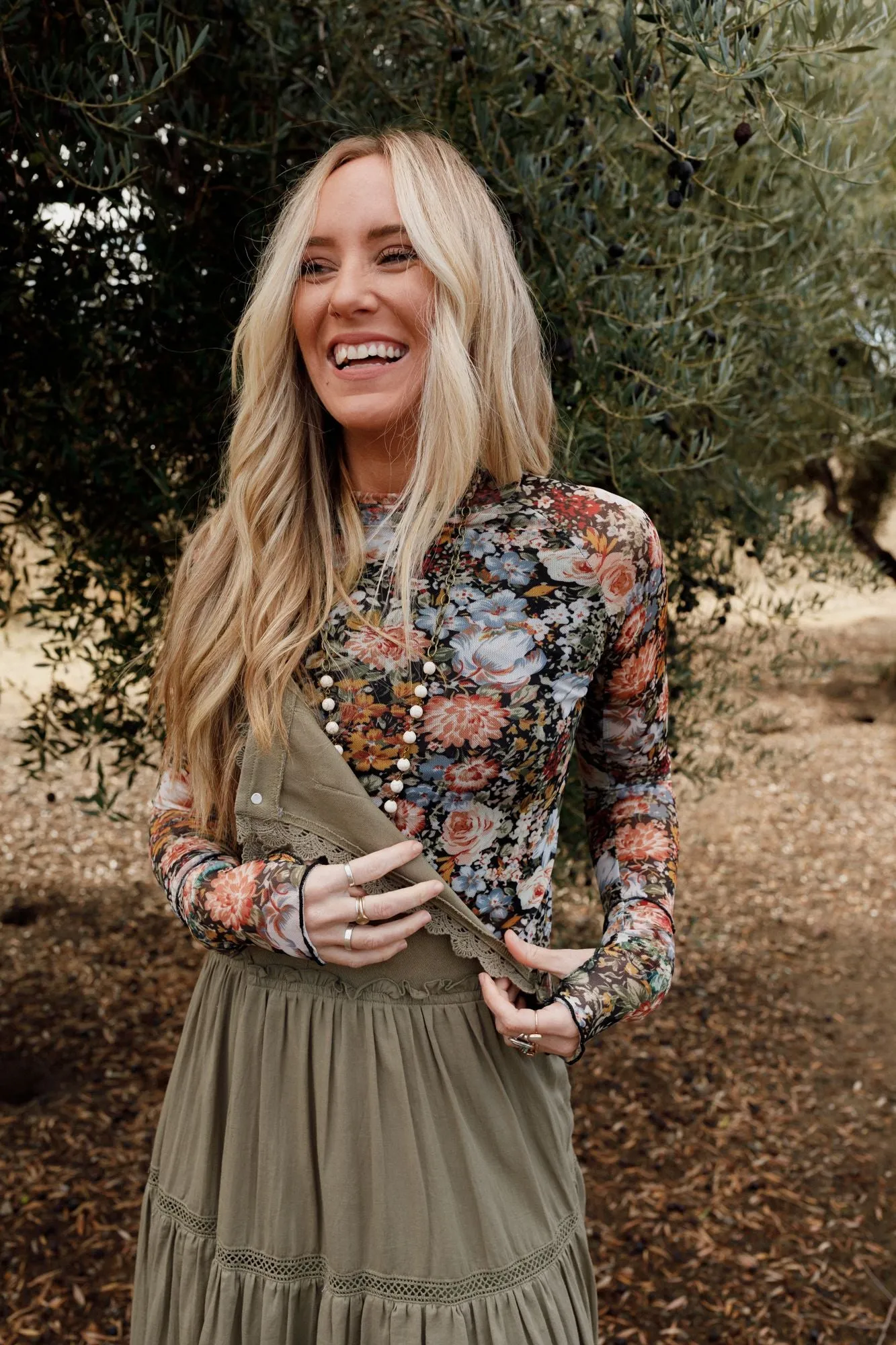 Flower Garden Mesh Long Sleeve Top - Black sold by Three Bird Nest product image thumbnail 3