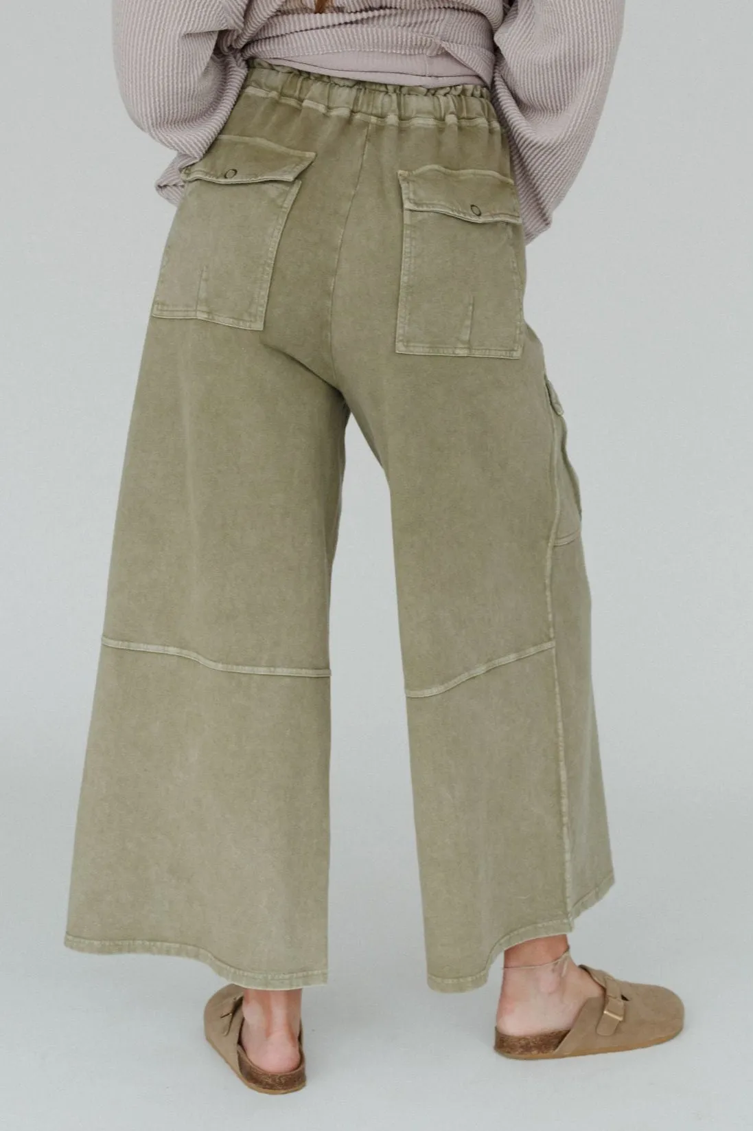 The Nest Cargo Cascade Wide Leg Pants - Olive sold by Three Bird Nest product image thumbnail 4