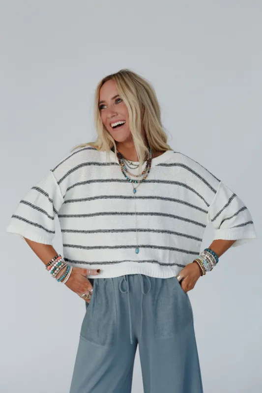 Coastal Stripe Top - Cream sold by Three Bird Nest