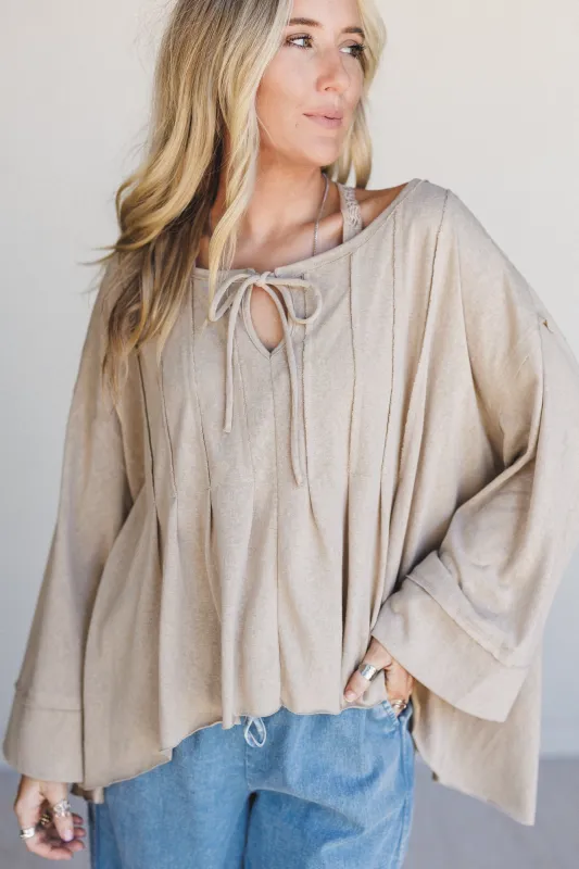The Nest Isla Drift Top - Mocha sold by Three Bird Nest