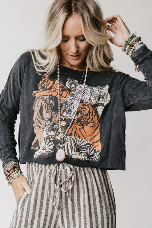On The Prowl Long Sleeve Top - Charcoal sold by Three Bird Nest