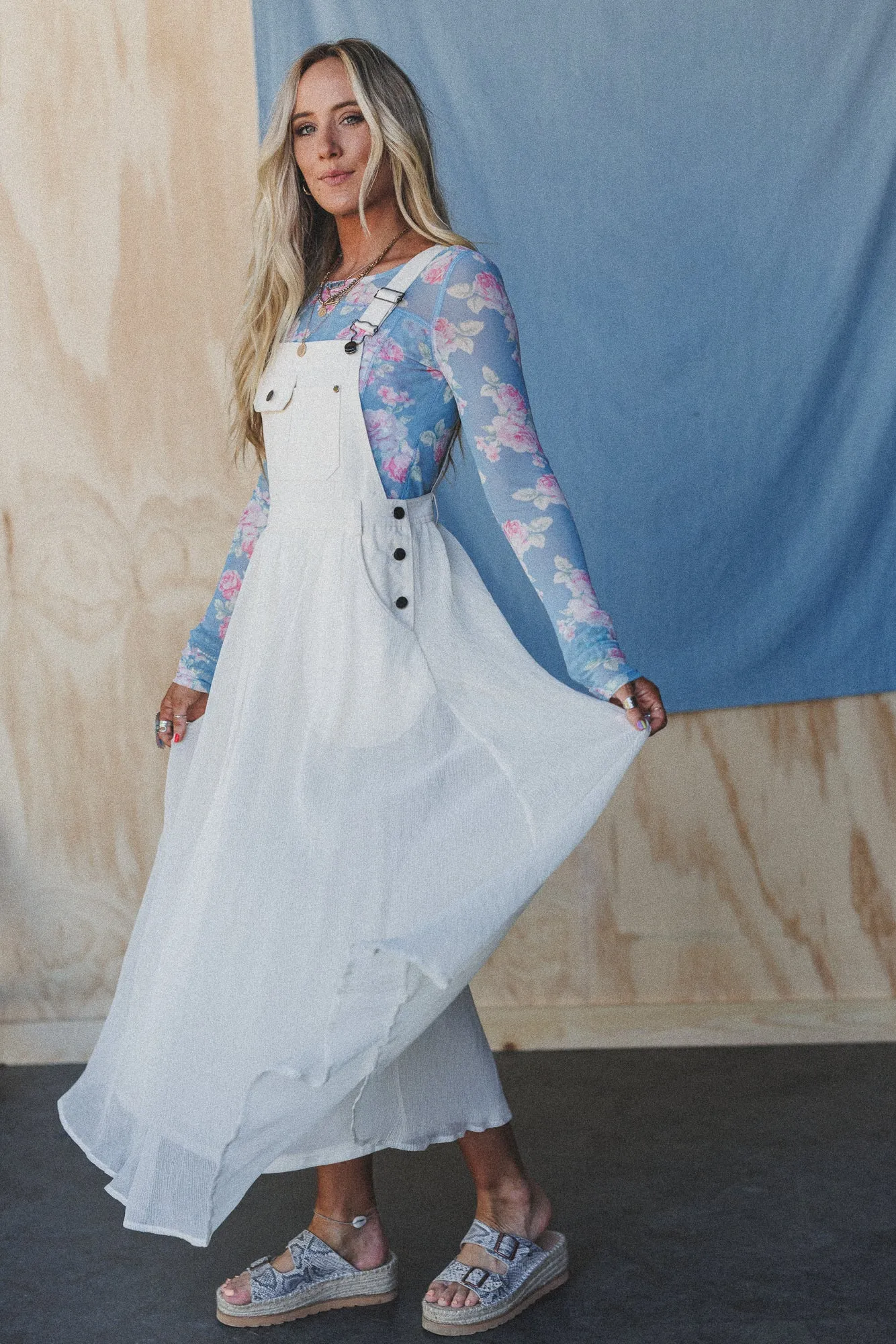Heidi Floral Mesh Top - Blue sold by Three Bird Nest product image thumbnail 5