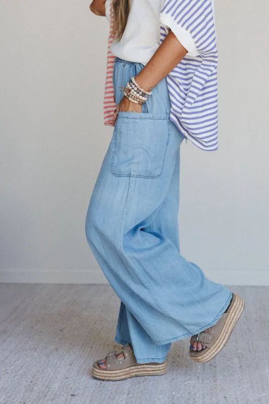 Beyond Love Wide Leg Jeans - Washed Denim made by easel
