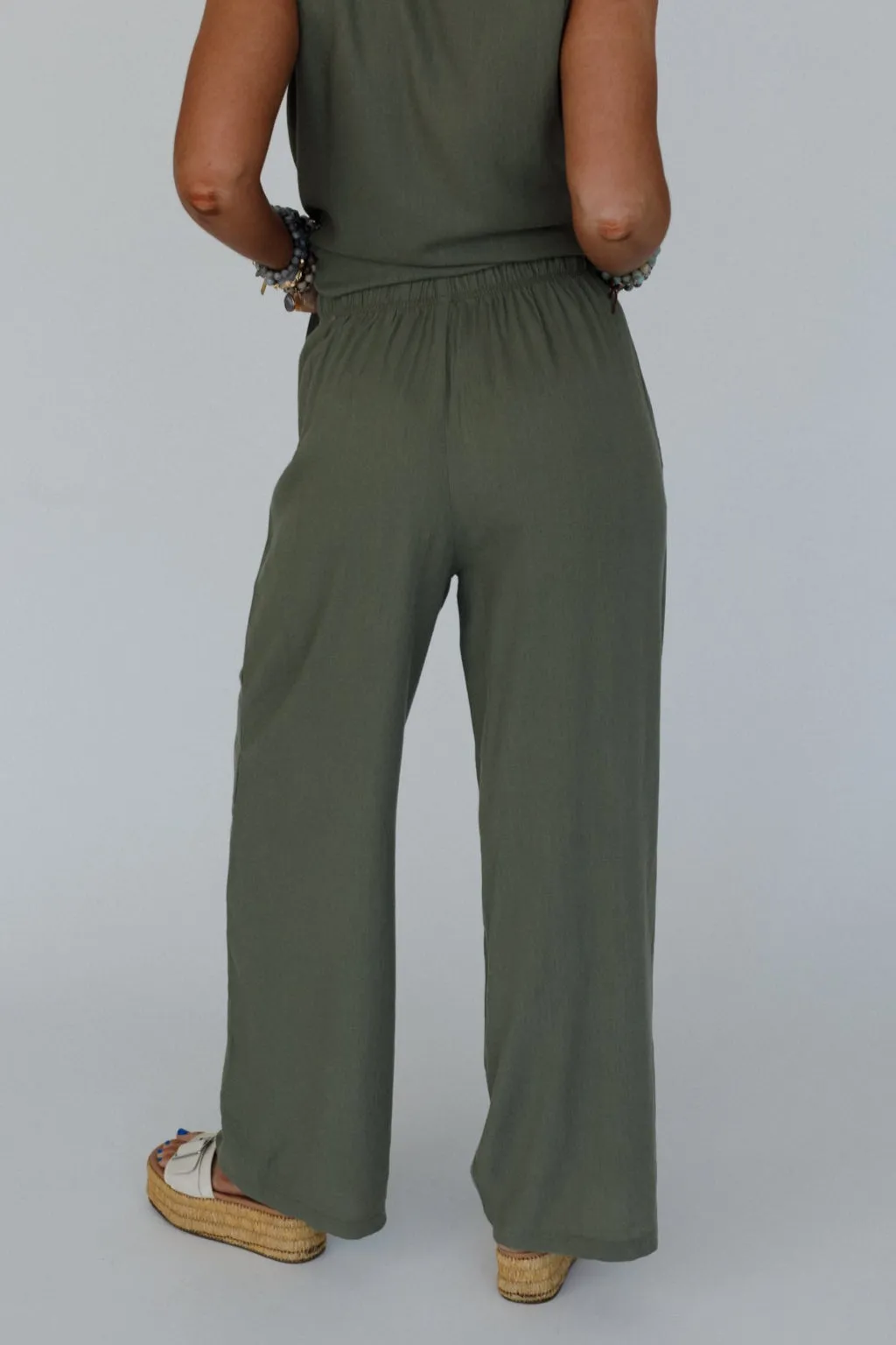Coastal Ease Drawstring Pants - Olive sold by Three Bird Nest product image thumbnail 4