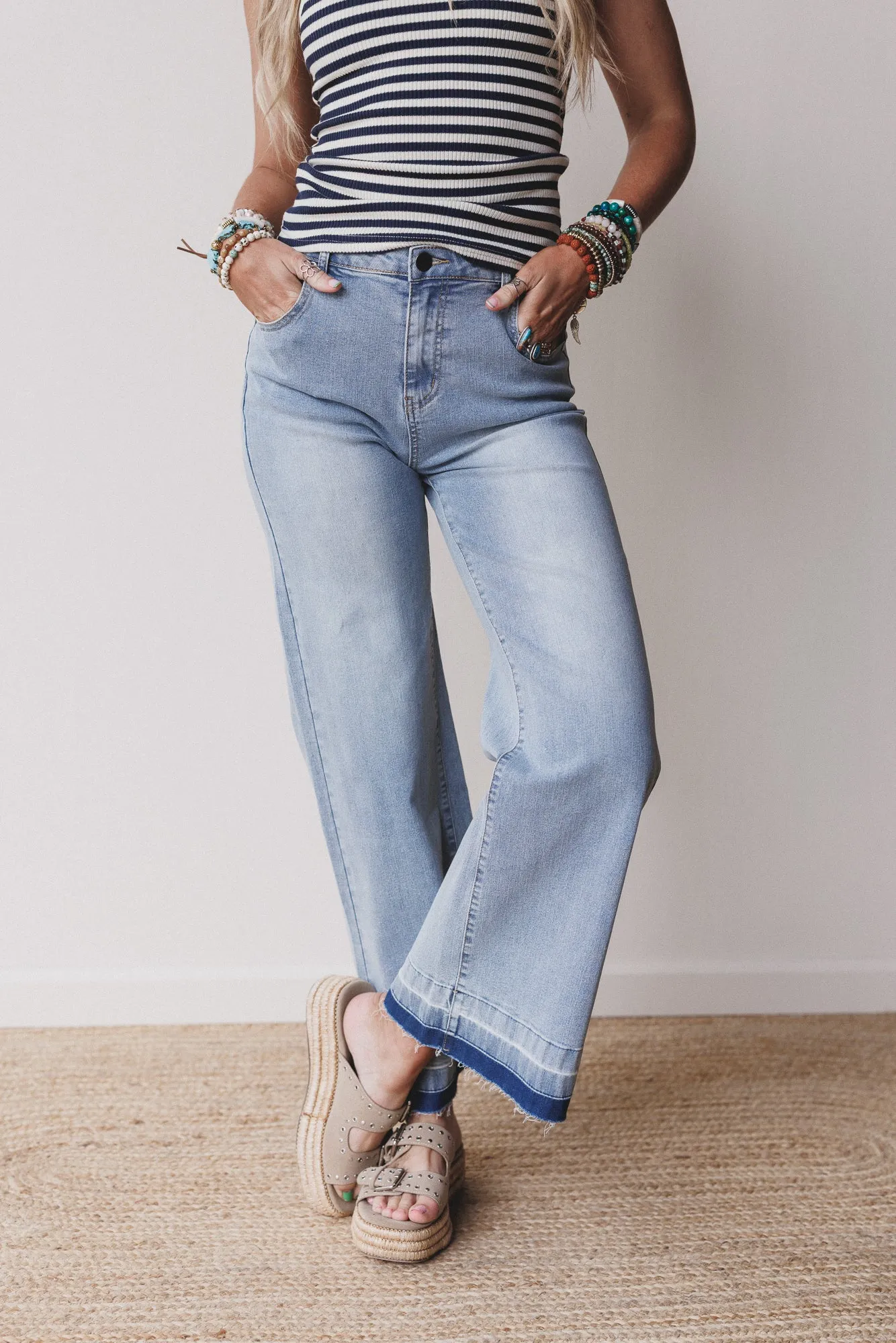 Jonathon Wide Leg Jeans - Washed Denim sold by Three Bird Nest product image thumbnail 4
