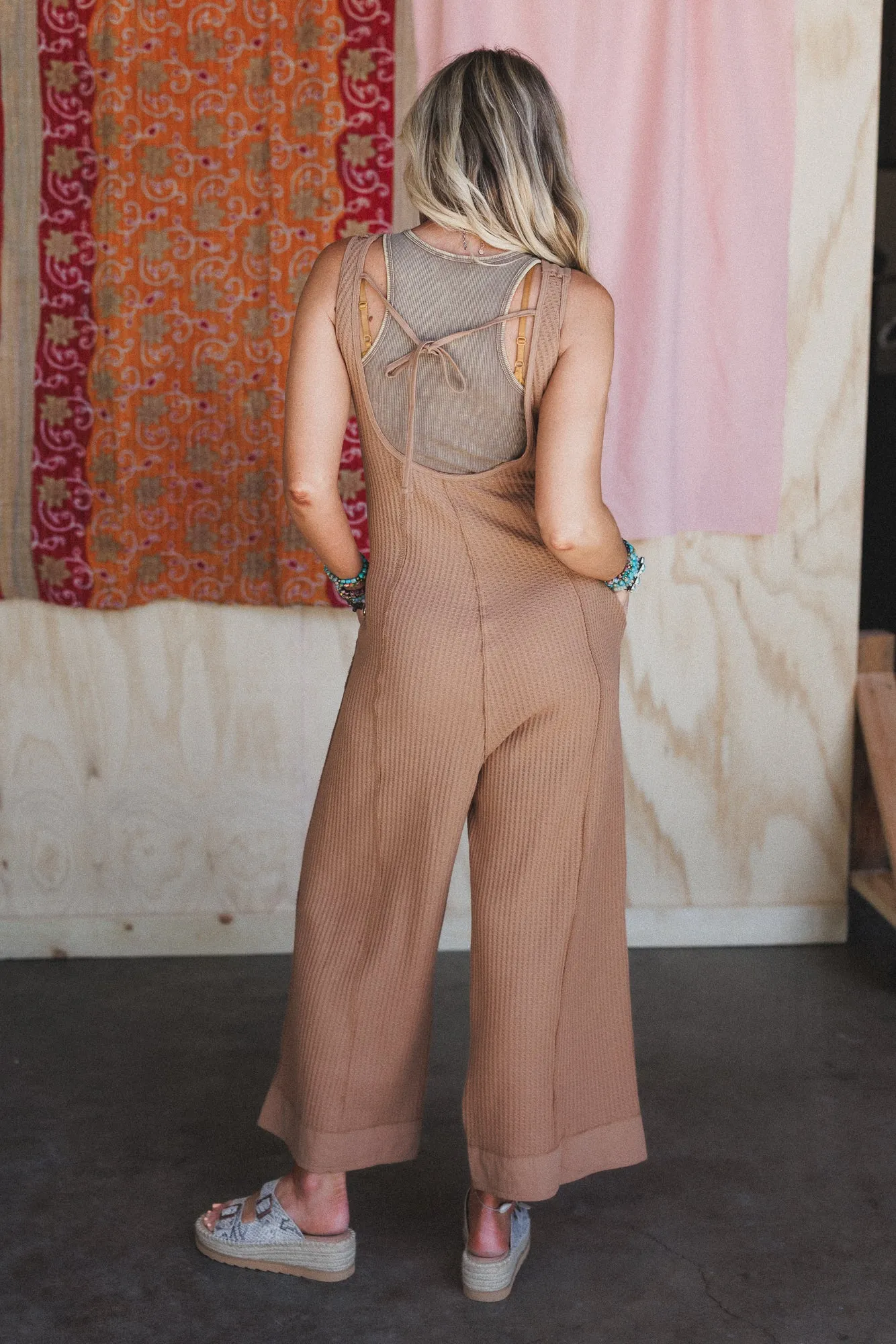 Sky Path Wide Leg Jumpsuit - Camel sold by Three Bird Nest product image thumbnail 2