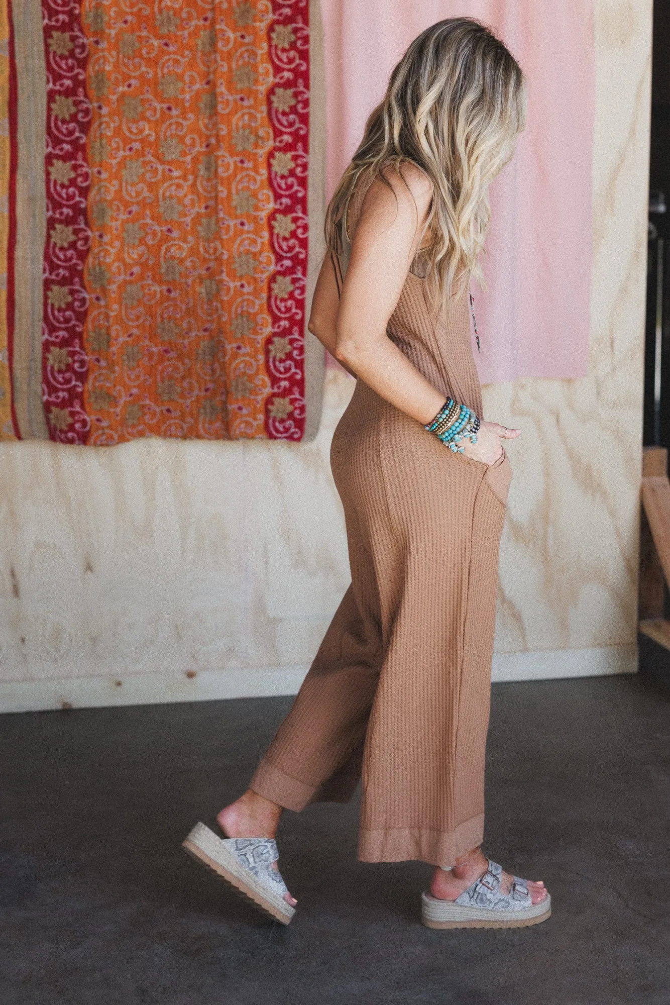 Sky Path Wide Leg Jumpsuit - Camel sold by Three Bird Nest product image thumbnail 3