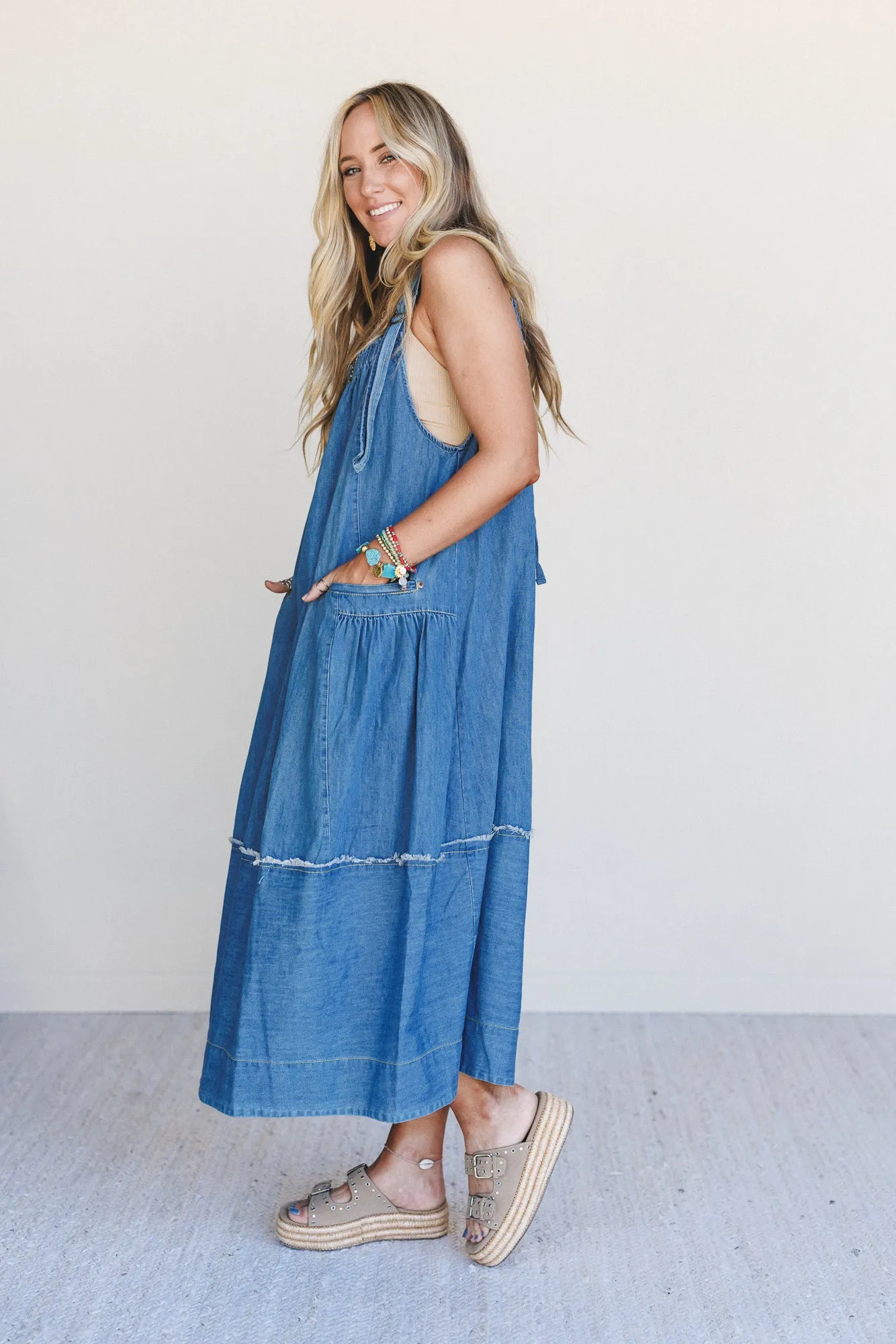 New Frontier Overalls Dress - Medium Denim sold by Three Bird Nest product image thumbnail 4