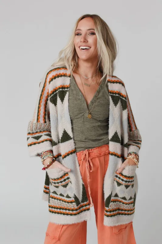 Keep It Up Oversized Cardigan - Olive sold by Three Bird Nest