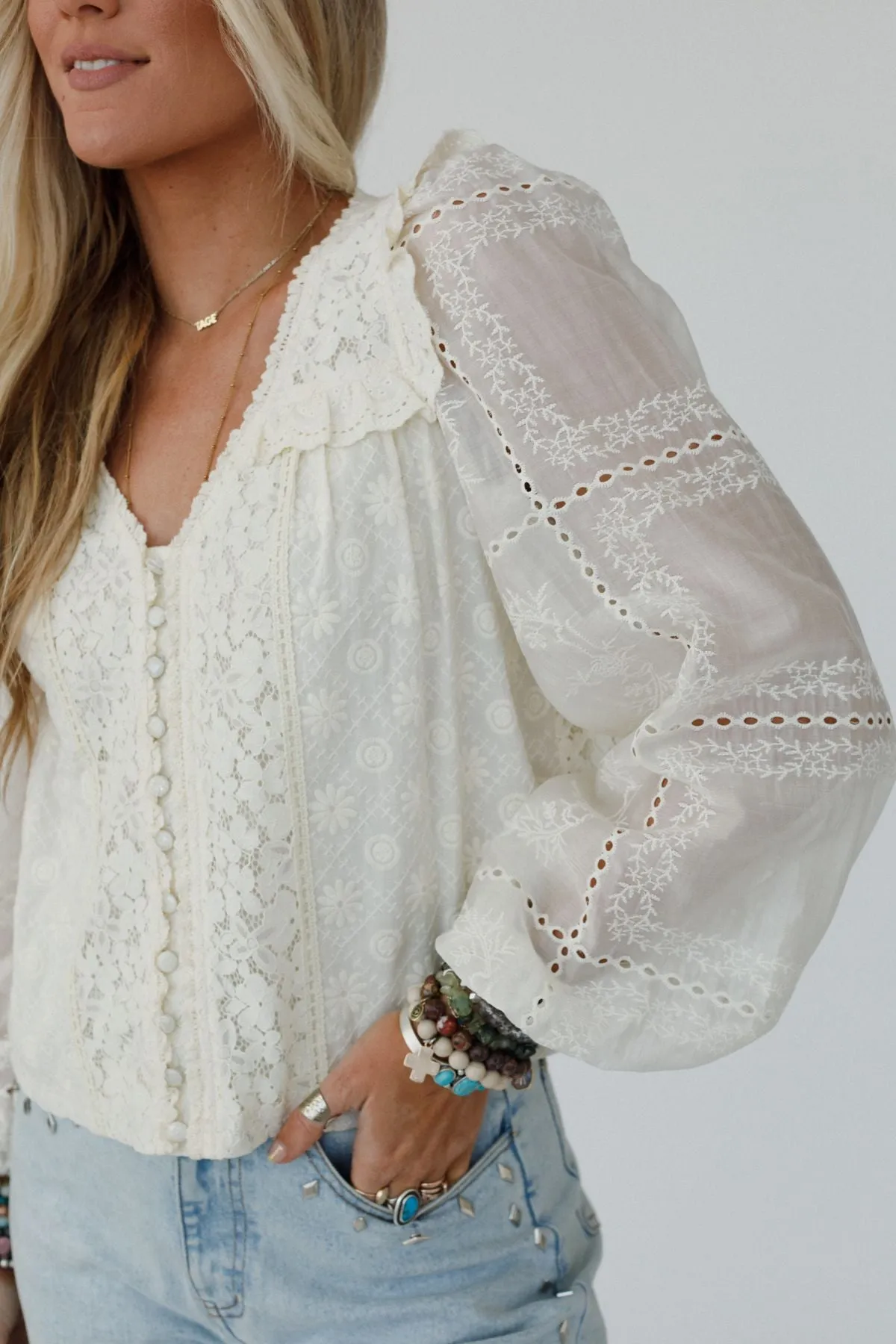 So Enchanted Lace Top - Cream sold by Three Bird Nest