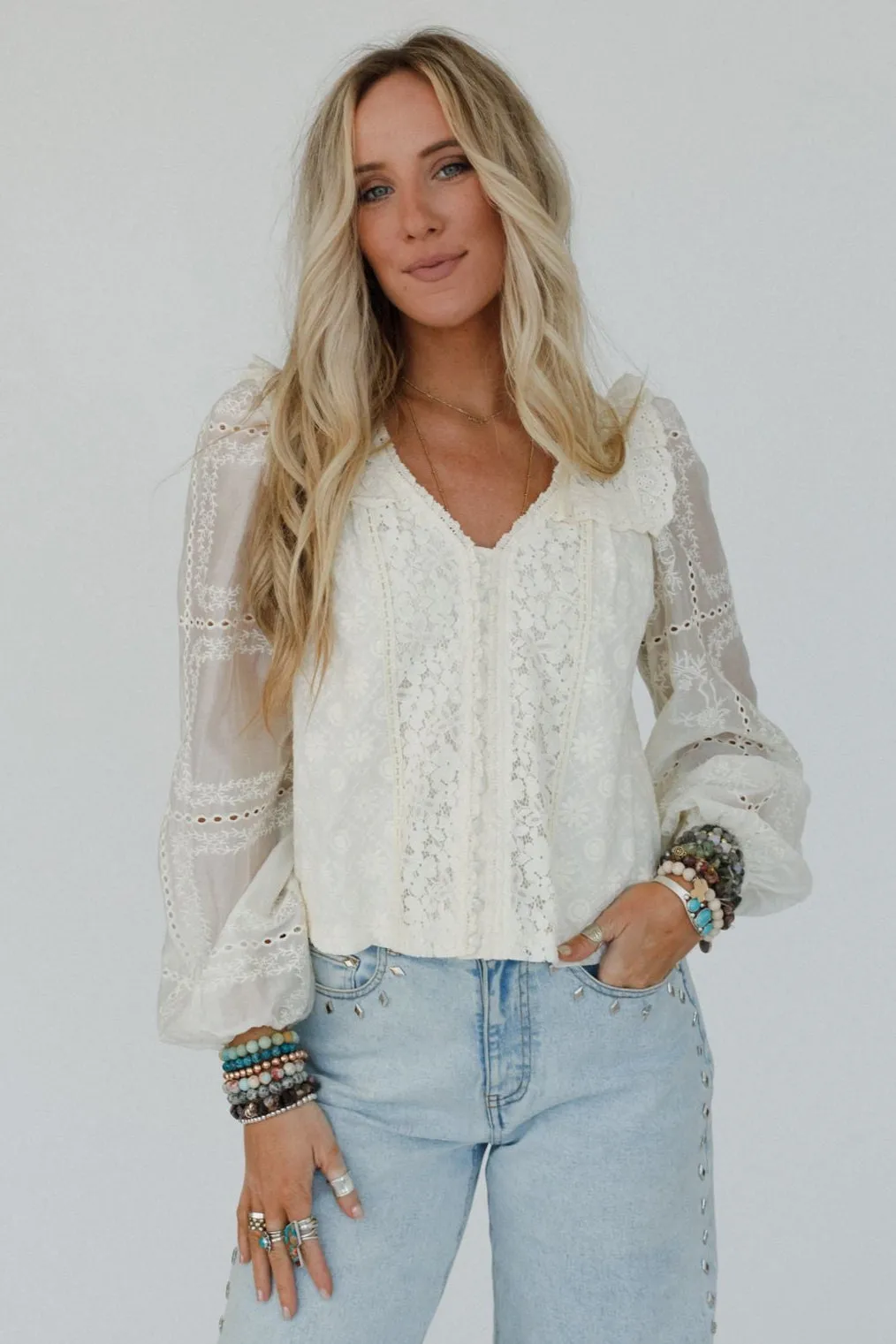 So Enchanted Lace Top - Cream sold by Three Bird Nest product image thumbnail 2