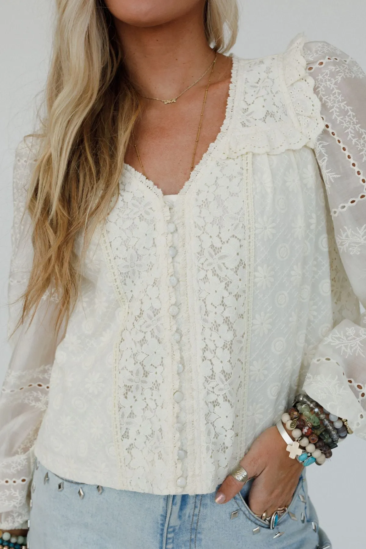 So Enchanted Lace Top - Cream sold by Three Bird Nest product image thumbnail 4