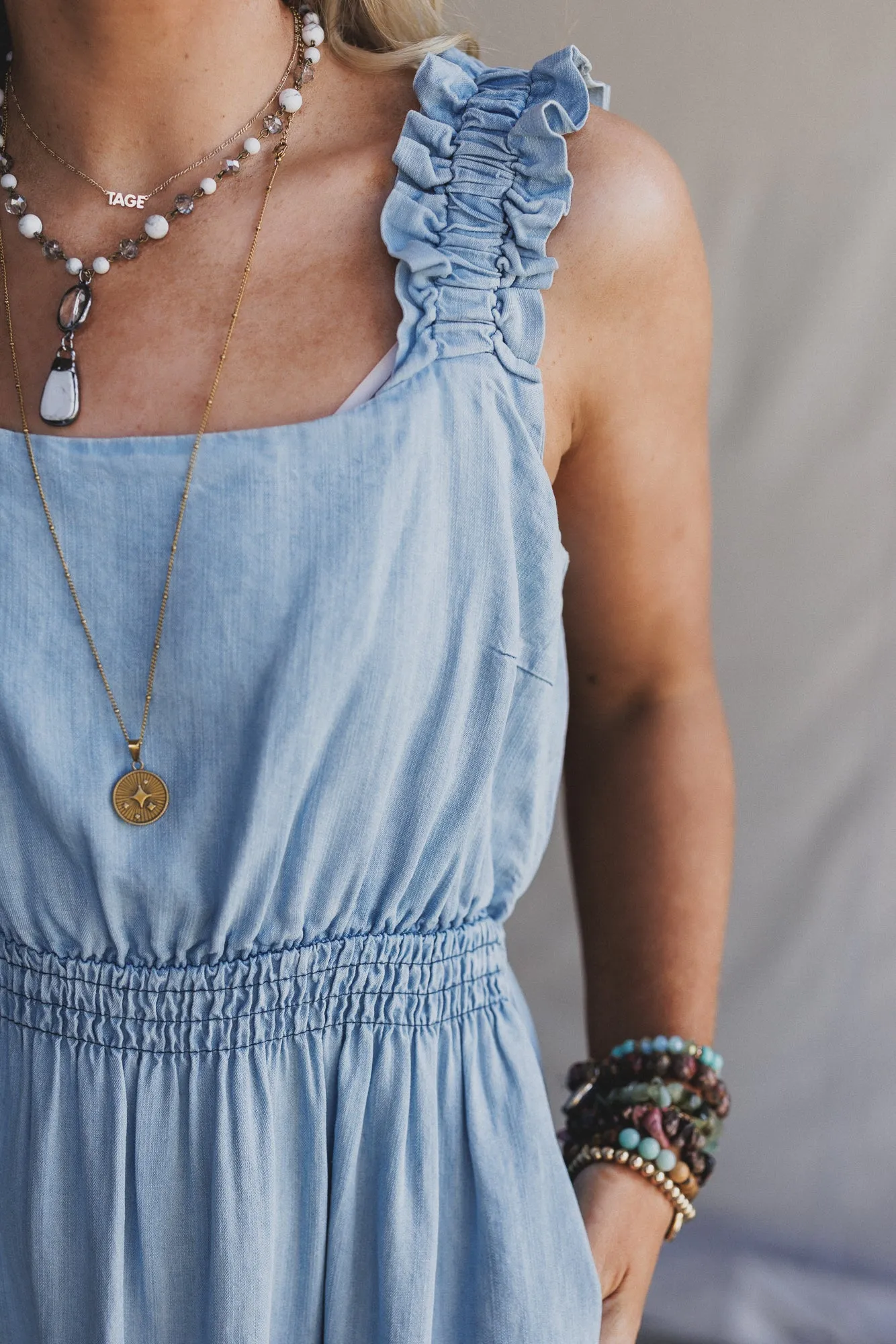 Swing By Tiered Maxi Dress - Light Denim sold by Three Bird Nest product image thumbnail 2