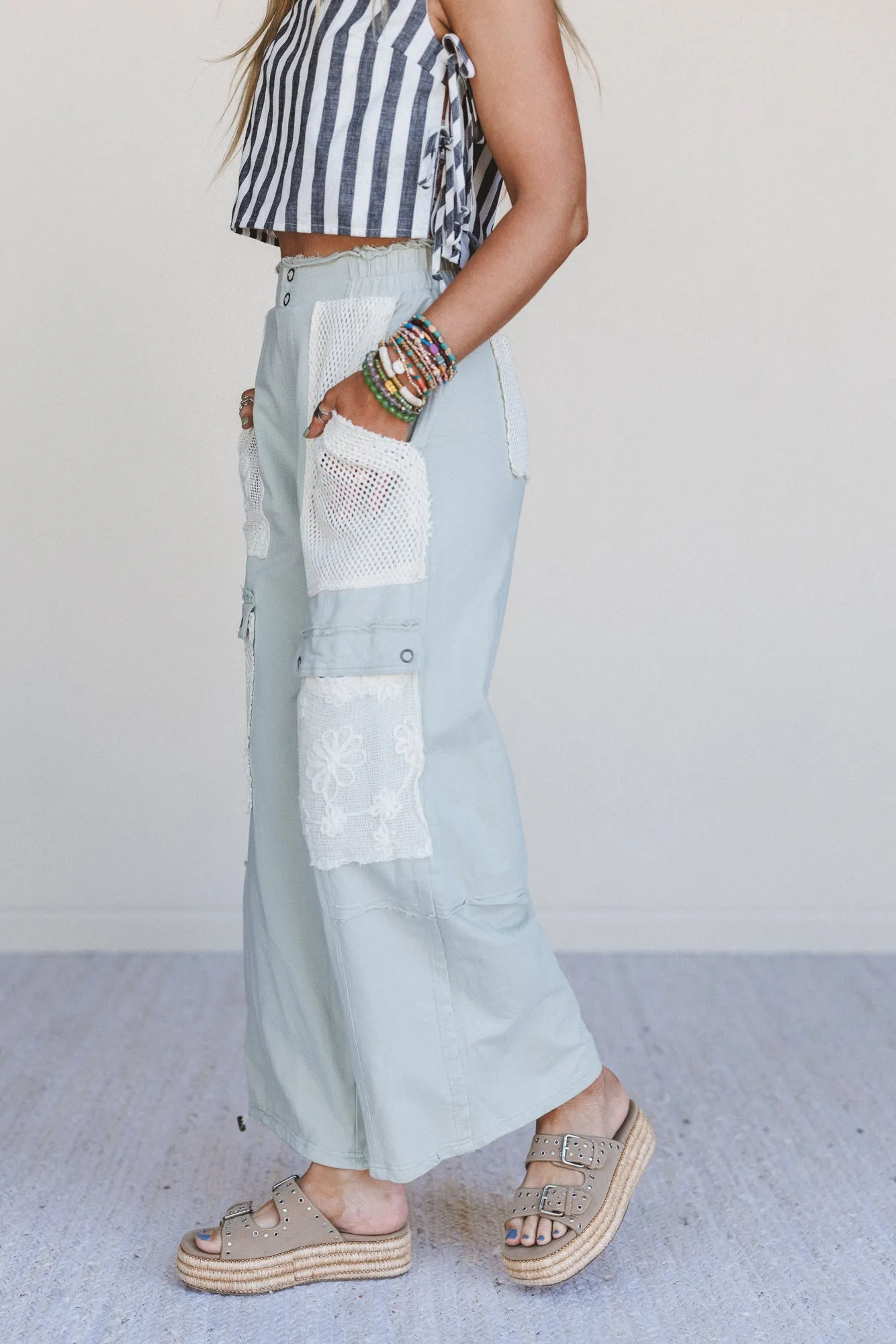 Sugar Blossom Wide Leg Pants - Sage sold by Three Bird Nest product image thumbnail 3
