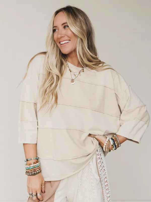 Go Lightly Terry Knit Top - Khaki sold by Three Bird Nest