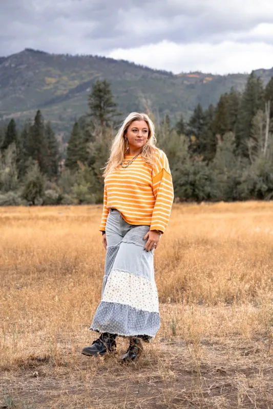 Jane Tiered Pants - Denim sold by Three Bird Nest