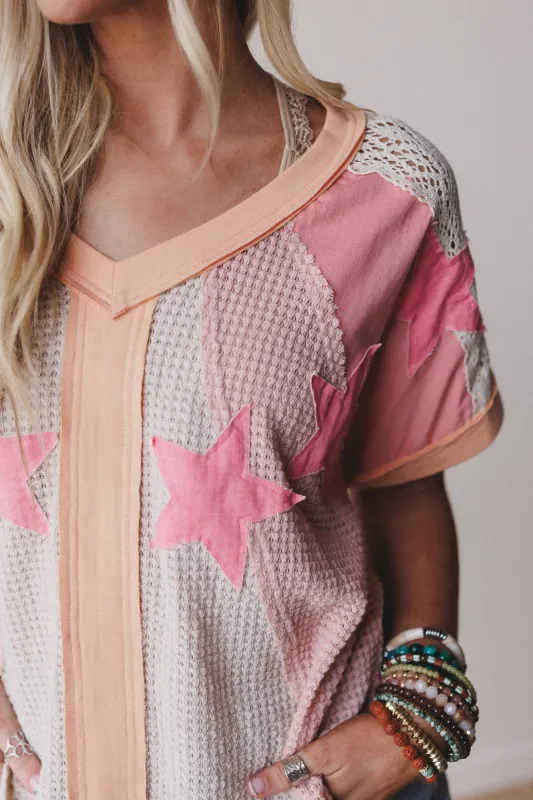 Nova Flow Star Patched Top - Pink sold by Three Bird Nest