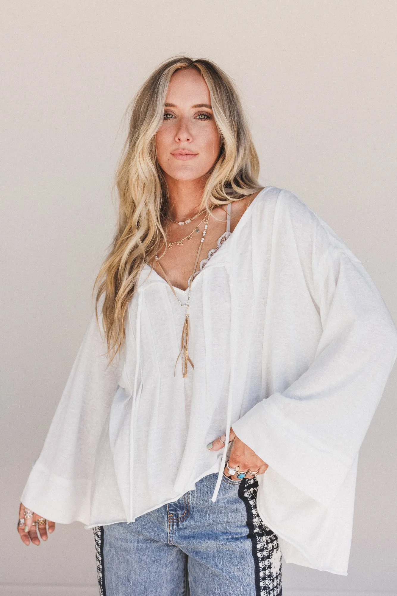 The Nest Isla Drift Top - Ivory sold by Three Bird Nest