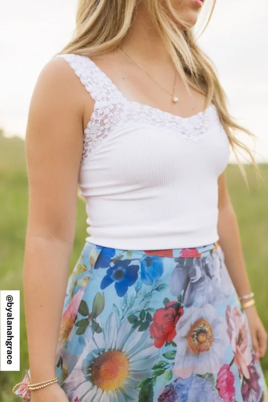 Love Echoes Lace Tank Top - White sold by Three Bird Nest