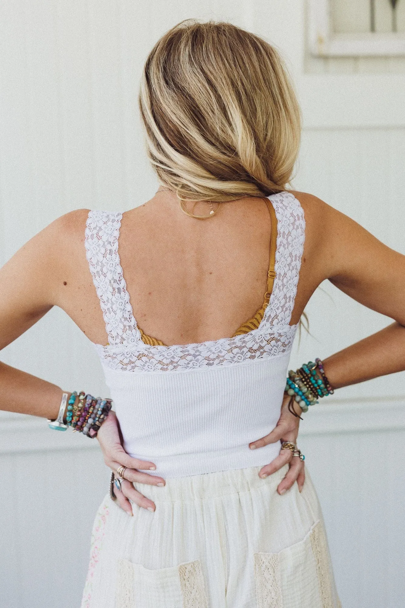 Love Echoes Lace Tank Top - White sold by Three Bird Nest product image thumbnail 4