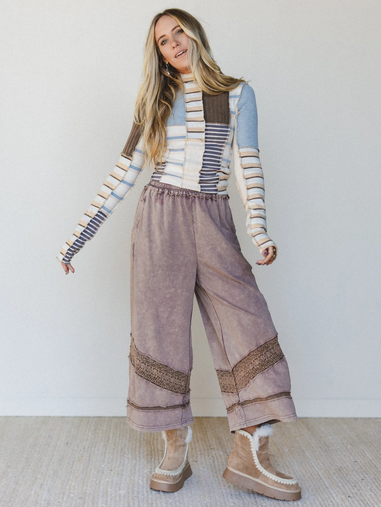 Eclectic Stripes Top - Taupe sold by Three Bird Nest product image thumbnail 4