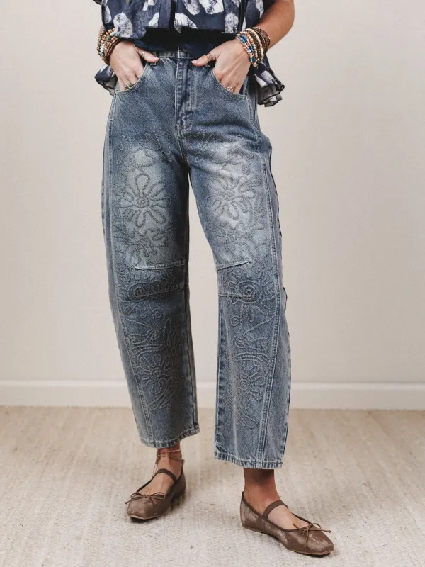 Groove Bloom Pants - Denim sold by Three Bird Nest