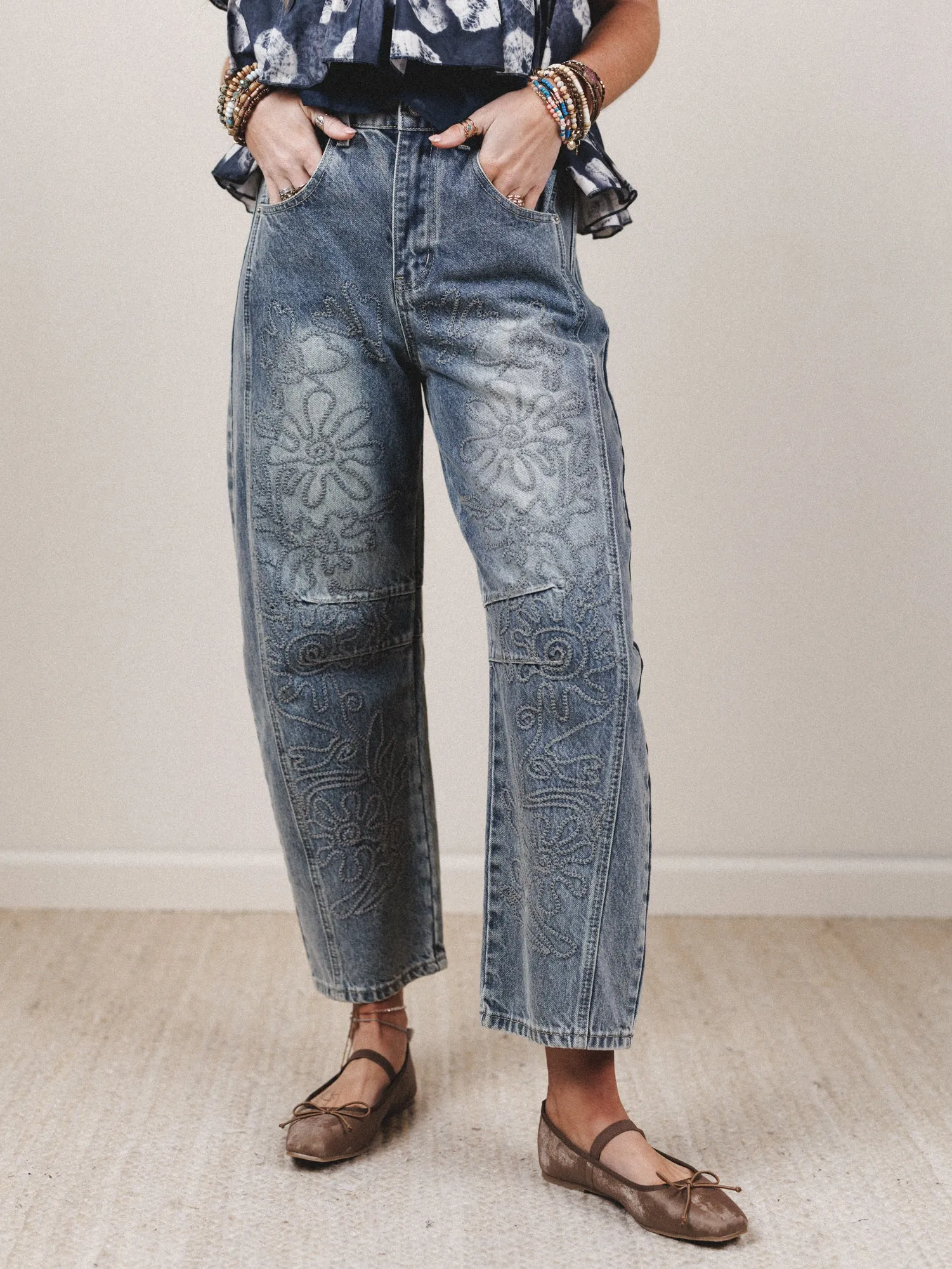 Groove Bloom Pants - Denim sold by Three Bird Nest