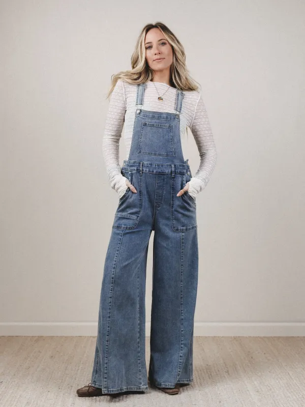 Above All Overalls - Medium Denim sold by Three Bird Nest