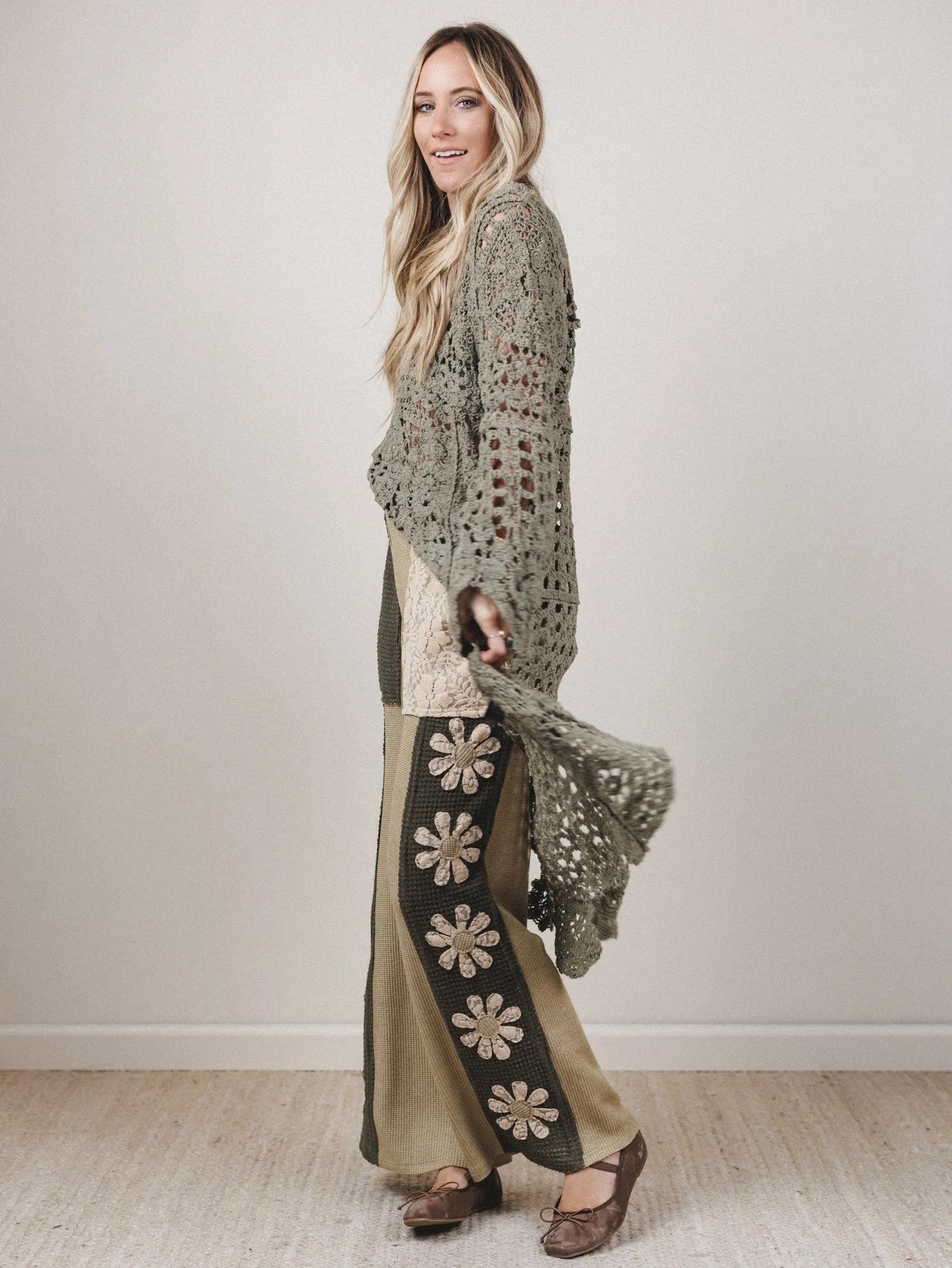 Flower Fields Large Pocket Pants - Sage sold by Three Bird Nest product image thumbnail 5