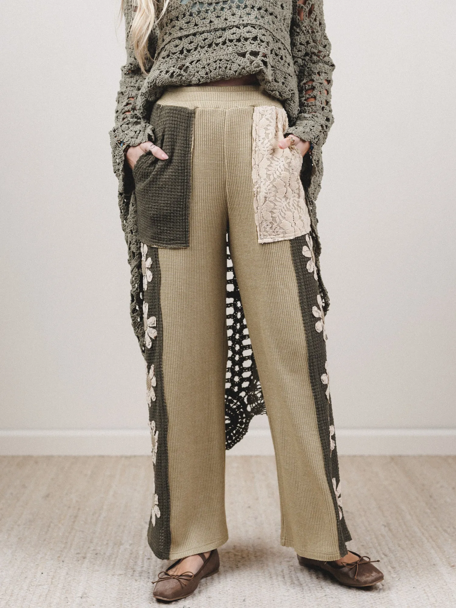 Flower Fields Large Pocket Pants - Sage sold by Three Bird Nest product image thumbnail 2