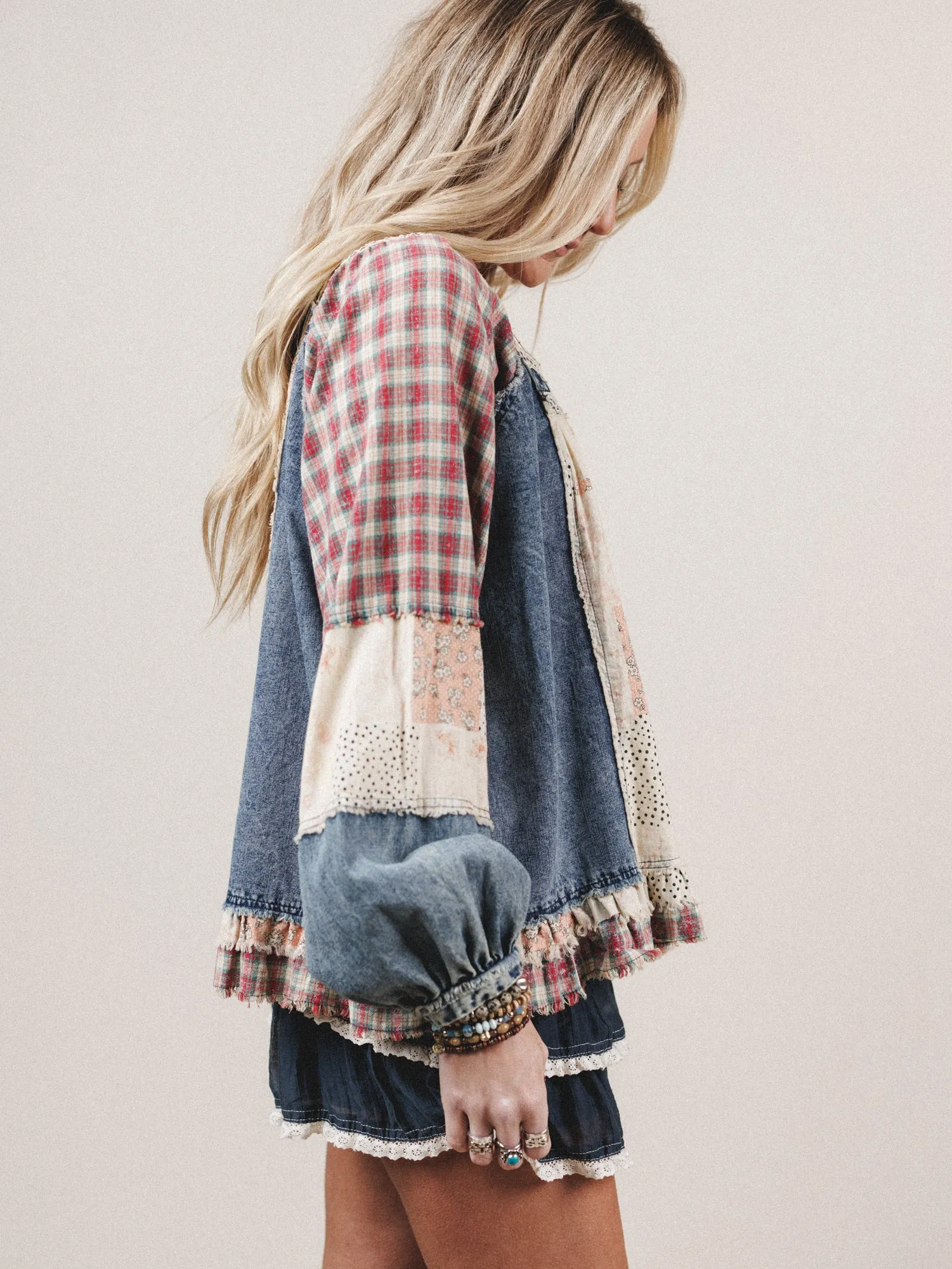 Patchwork Parade Top - Denim sold by Three Bird Nest product image thumbnail 3