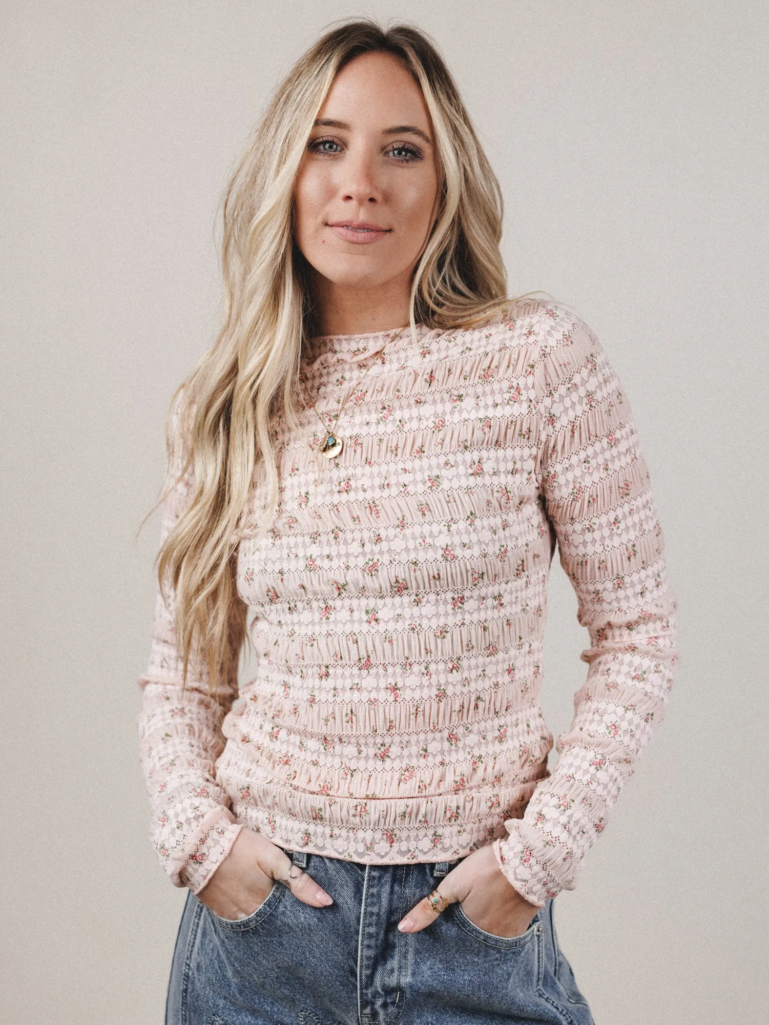 Peach Blossom Floral Top - Peach sold by Three Bird Nest product image thumbnail 5