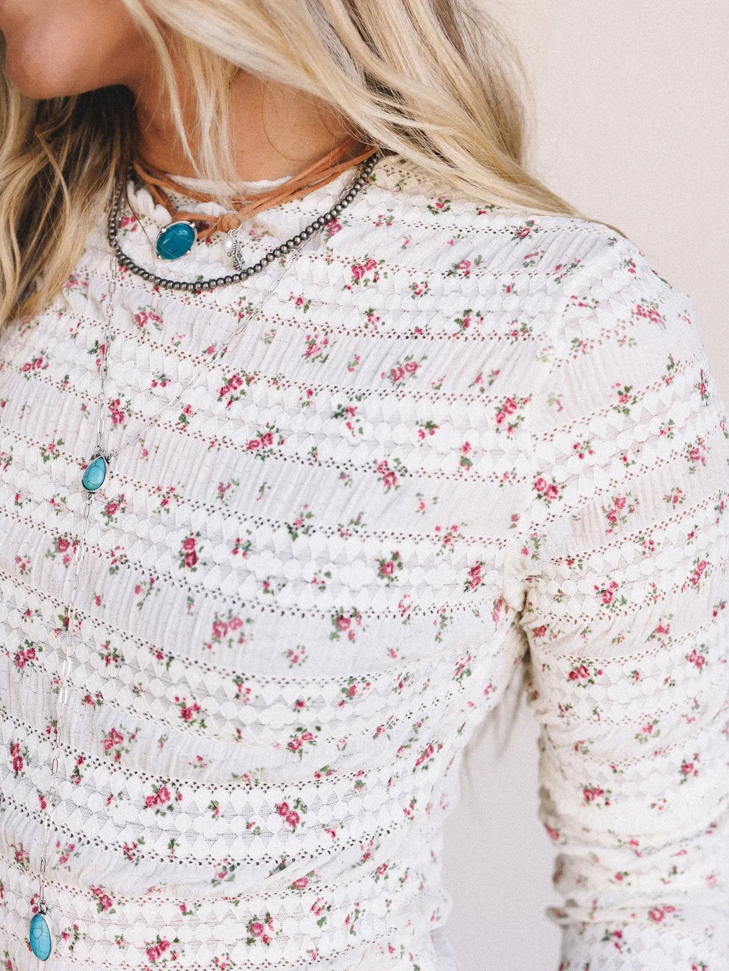 Peach Blossom Floral Top - Cream sold by Three Bird Nest product image thumbnail 2