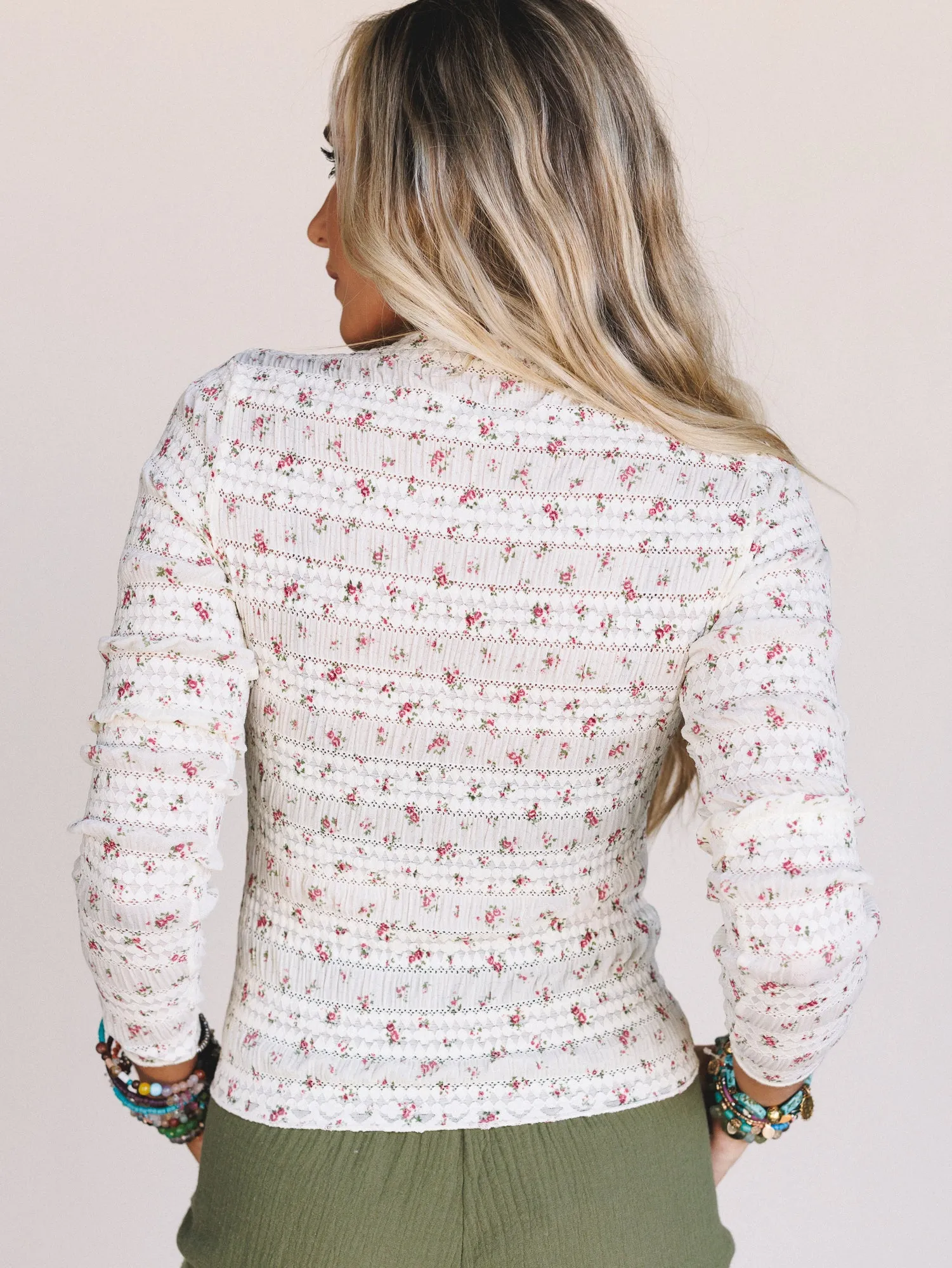 Peach Blossom Floral Top - Cream sold by Three Bird Nest product image thumbnail 5