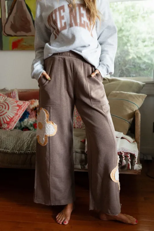 Wild Daisy Patch Pants - Mocha made by Davi & Dani