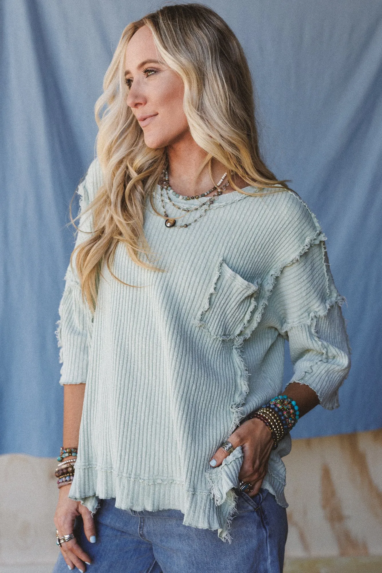 Jaqueline Textured Top - Sage sold by Three Bird Nest